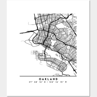 OAKLAND CALIFORNIA BLACK CITY STREET MAP ART Posters and Art